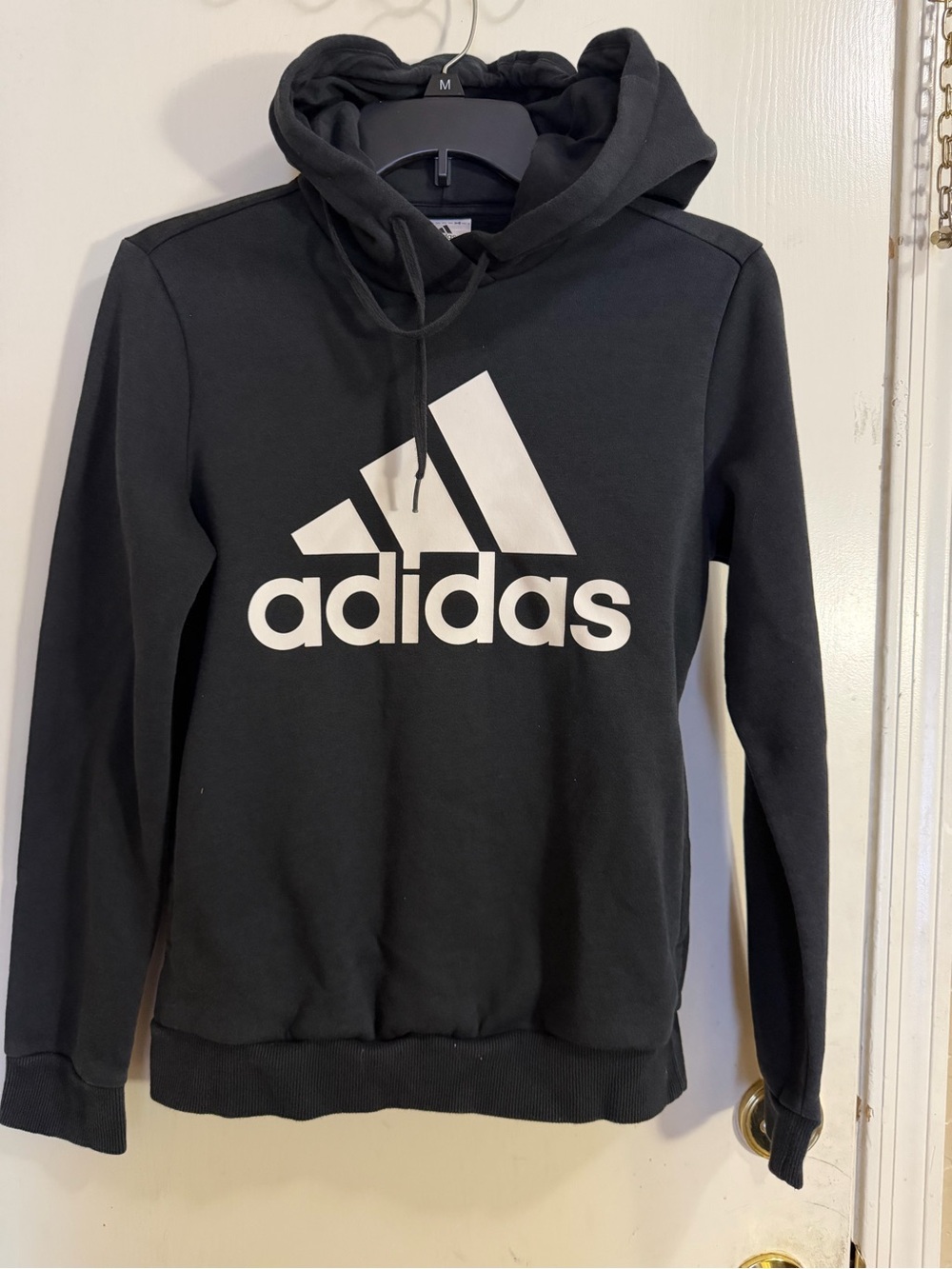 adidas Black Hoodie with White Logo (203)